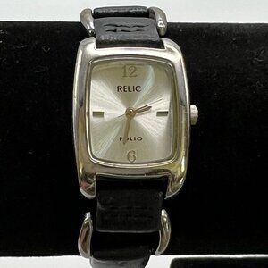 Relic  Folio Ladies watch Silver and Black Leather Strap Working